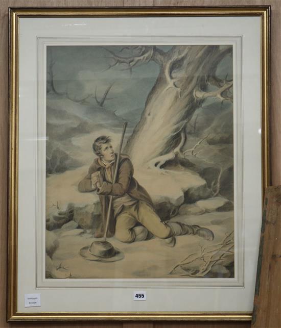 Richard Dagley (1765-1841) A traveller overtaken by a storm and snow 59 x 48cm